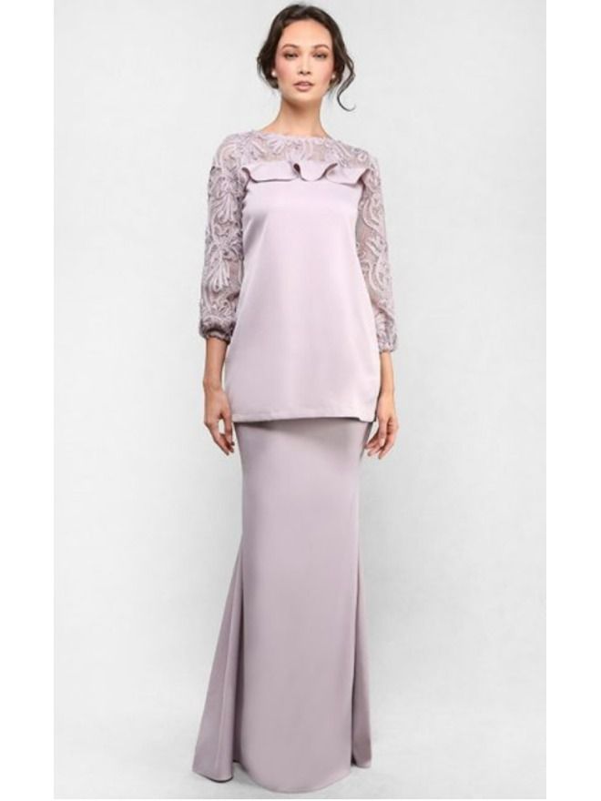 Alia B Lace Kurung Kedah Modern Dusty Lavender Purple M We Rent Fashion