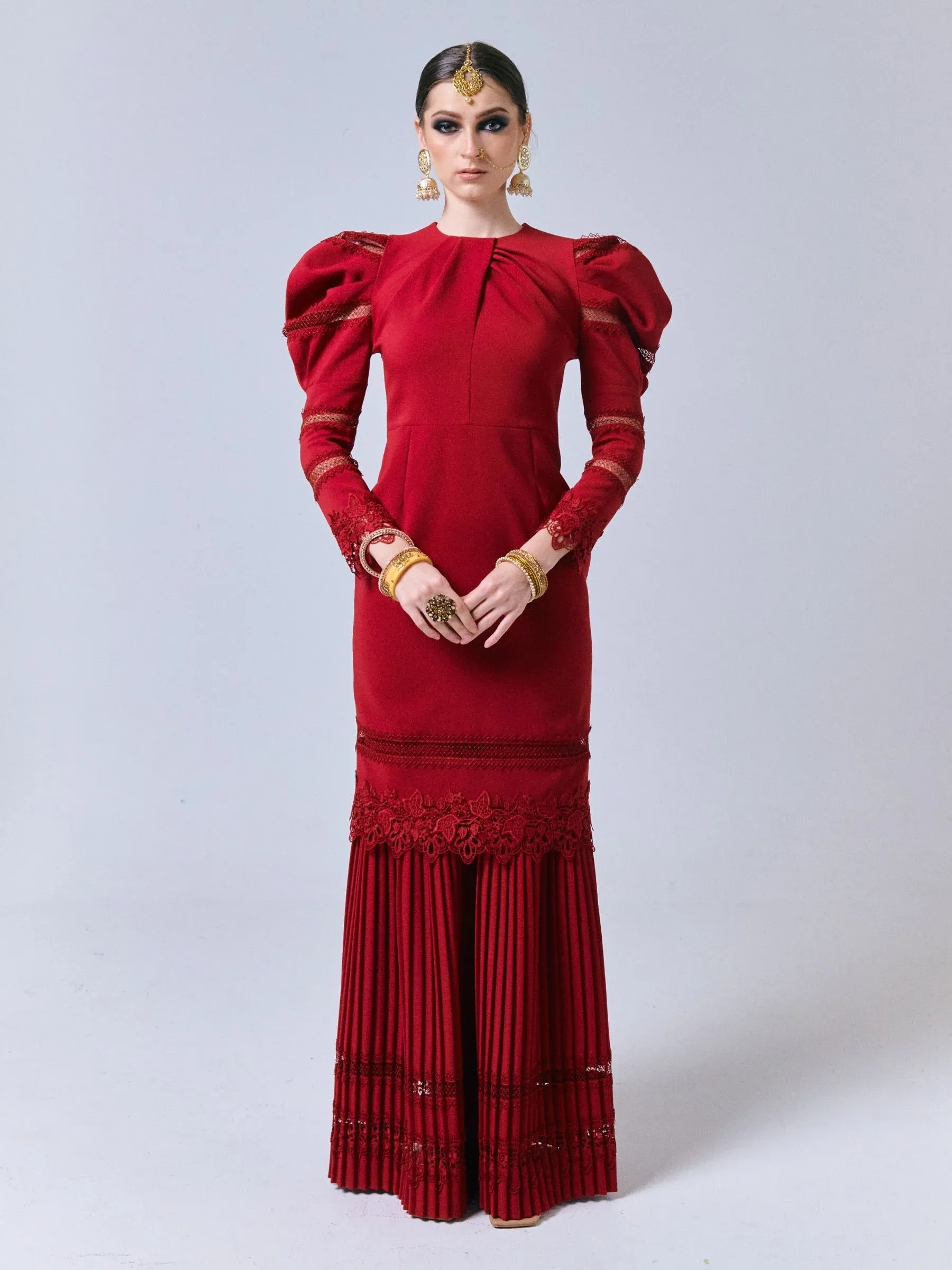 Fiziwoo Padma Baju Kurung in Carmine Red - Red - S