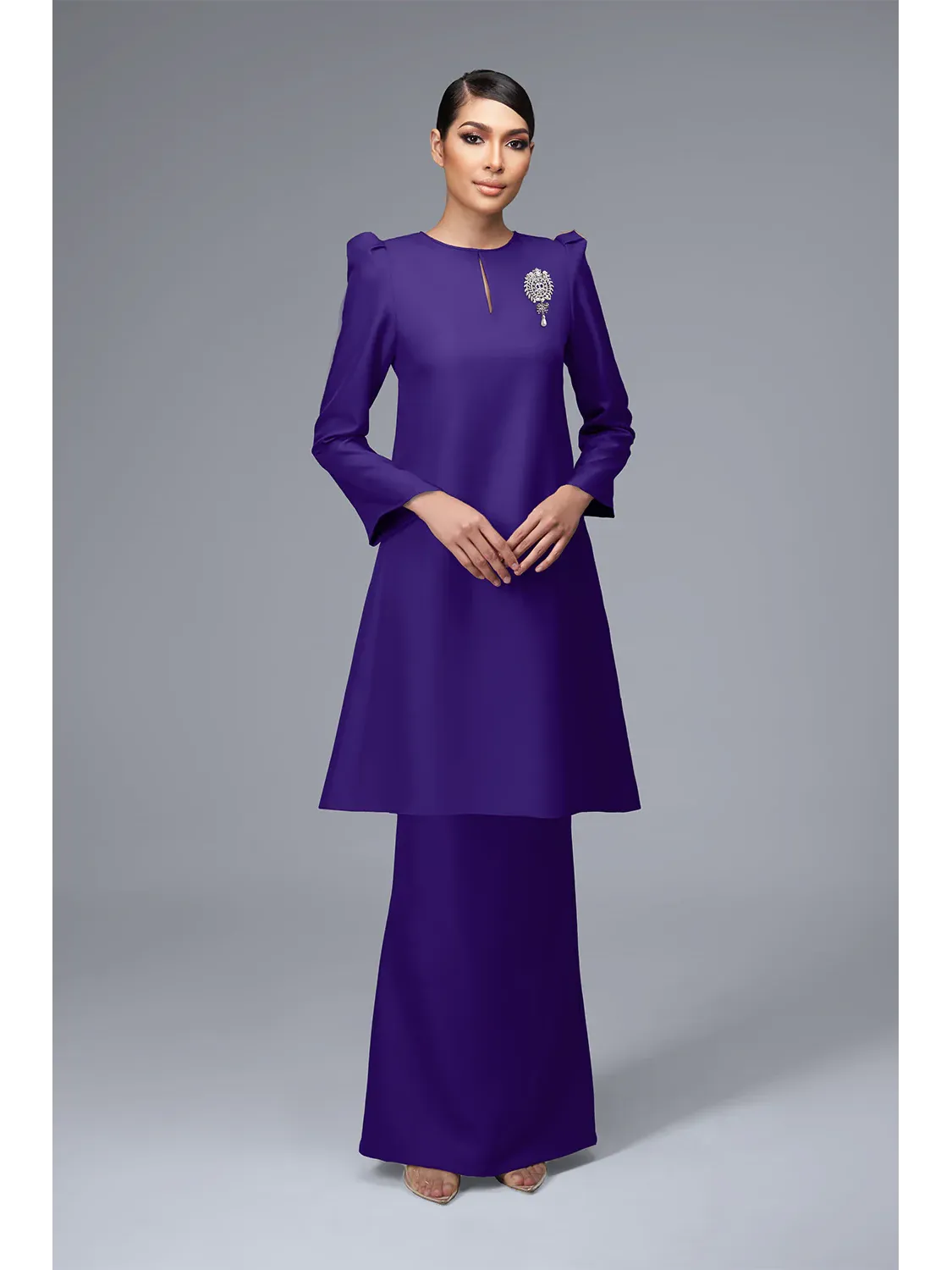 Rizman Ruzaini RR Basic Baju Kurung Pahang in Purple - Purple - XXL ...